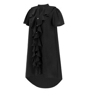 Ruffled Lace Open Button Shirt Skirt